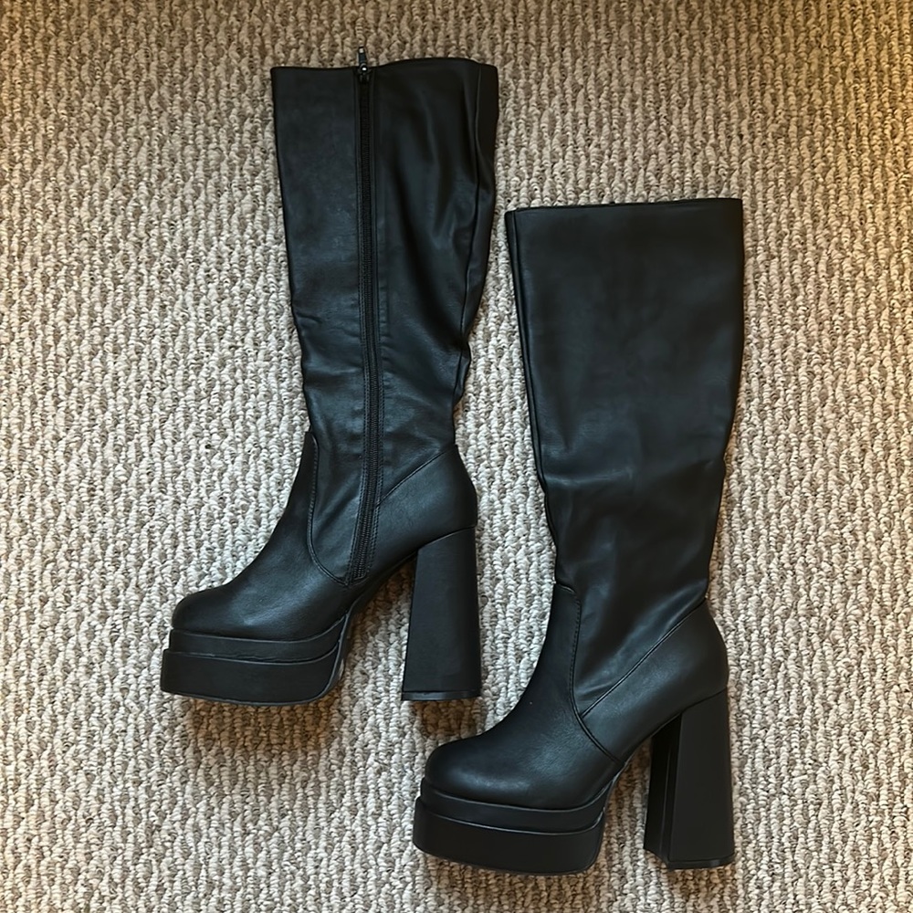 Black platform boots